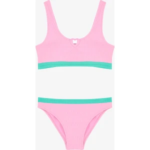 Açık Pembe Genç Kız Halter Halter Yaka Bikini Takımı