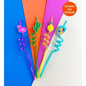 4'lü Figürlü Plastik Pipet Seti