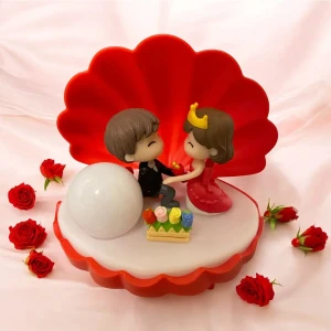 Istiridye Tasarımlı Sevgili Biblolu Işıklı Gece Lambası