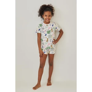 Katia & Bony Kız Çocuk Safari Desenli Şortlu Pijama Takımı Ekru