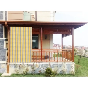 Her Ölçüde Enxboy Seçenekli Bağcıklı Çizgili Balkon Perdesi Balkon Brandası