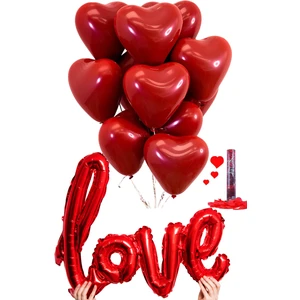 20 Adet Kalpli Balon Love Yazılı Balon Kalpli Konfeti Sevgililer Günü Özel Gün