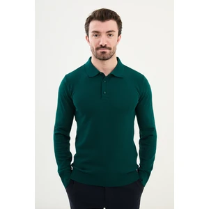 Desenli Slim Fit Polo Yaka Erkek Triko Kazak