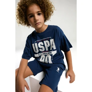 U.s. Polo Assn. US2024 Koyu Indigo Pamuklu Erkek Çocuk Kısa Kollu Bermuda Takım
