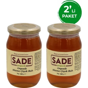 Sade Organik Süzme Çiçek Balı 2X460 gr