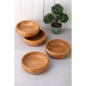 Lüks Bambu Yuvarlak Çerezlik - 9 cm | 6 Adet