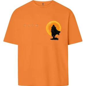 Book OrBook Dune Çöl Gezegeni Ön Tasarım  Çift Iplik Dokumalı Rahat Kalıp PAMUK T-Shirt