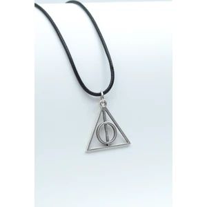 Harry Potter Ölüm Yadigarları Üçgen Gümüş Kaplama Deri İp Kolye