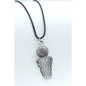 Basket Topu - File - Pota Gümüş Kaplama Deri İp Kolye