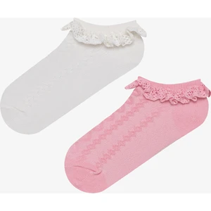 Kız Çocuk Pinky Sweet Dantelli 2li Çok Renkli Patik Çorap