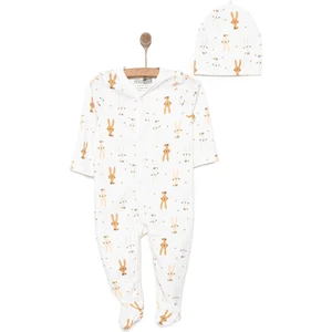 Yenidoğan Hayvanlar Baskılı Kız Tulum-Şapka Kız Bebek