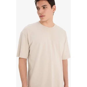 Oversize Geniş Kalıp Bisiklet Yaka Basic Düz Kısa Kollu Tişört E6885AXNS