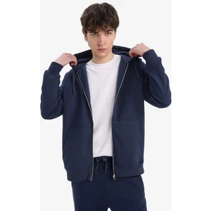 Comfort Fit Kapüşonlu İçi Yumuşak Tüylü Basic Düz Kalın Fermuarlı Sweatshirt D7599AX25SP