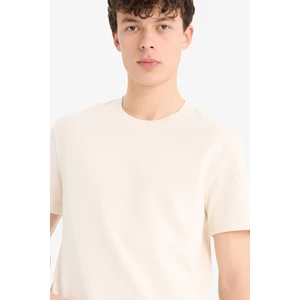Regular Fit Bisiklet Yaka Dokulu Basic Düz Kısa Kollu Twill Tişört D7912AX25SP