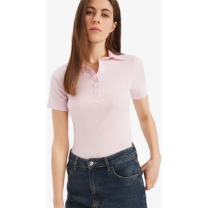 Slim Fit Dar Kesim Polo Yaka Fitilli Kaşkorse Kısa Kollu Tişört C6249AX25SP