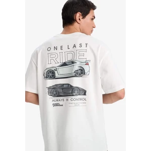 %100 Pamuk Fast & Furious Boxy Fit Bisiklet Yaka Sırt Baskılı Kısa Kollu Tişört E0620AX25SM