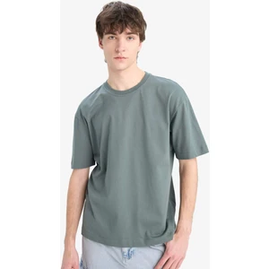 Oversize Geniş Kalıp Bisiklet Yaka Basic Düz Kısa Kollu Tişört E6885AXNS