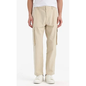 %100 Pamuk Wide Leg Bol Rahat Kesim Kargo Cepli Keten Görünümlü Yazlık Pantolon B9407AX25SP