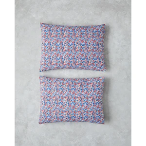 Flower Blast Kolay Ütülenir 2'li Yastık Kılıfı 50X70 cm Kırmızı - Mavi