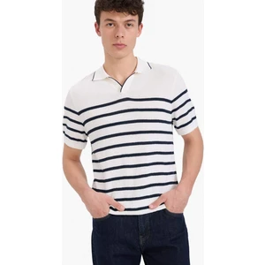 %100 Pamuk Standart Fit Polo Yaka Kısa Kollu Çizgili Tişört E5861AX25SP