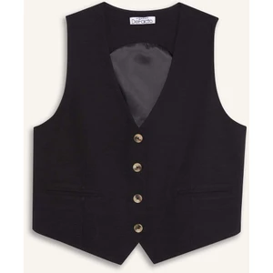 V Yaka Keten Karışımlı Blazer Yelek E6209AX25SP