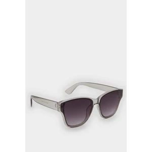 Kadın Oval Beyaz Transparan Çerçeve Siyah Cam UV Güneş Gözlüğü F0616AXNS