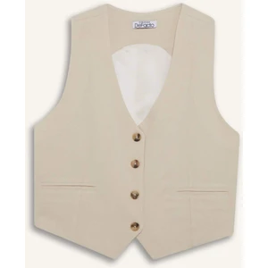 V Yaka Keten Karışımlı Blazer Yelek E6209AX25SP