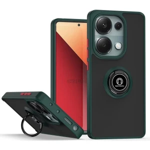 M.TK Moveteck Xiaomi Redmi Note 13 Pro 4g Kılıf Mat Parmak Izi Yapmaz Renkli Tuşlu 360 Yüzüklü Standlı Military Kamera Korumalı Kapak