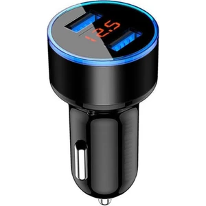 3.1A Çift USB Araç Şarj Cihazı 2 Port LCD Ekran 12-24V Hızlı Hızlı Şarj Otomatik Güç Adaptörü LED Işıklı, Siyah (Yurt Dışından)