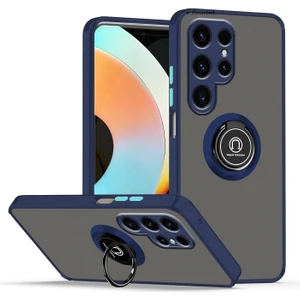 M.TK Moveteck Samsung Galaxy S25 Ultra Kılıf Mat Parmak Izi Yapmaz Renkli Tuşlu 360 Yüzüklü Standlı Military Kamera Korumalı Kapak