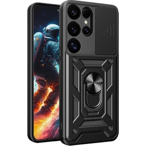 M.tk moveteck Samsung Galaxy S25 Ultra Kılıf Kamera Korumalı Sürgülü Yüzüklü Armor Military Tank Zırh Kızaklı Kapak
