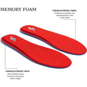 Memory Foam Ortapedik Yastıklı Unisex M800 Model Tabanlık Kırmızı