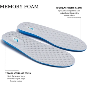 M900 Model Tek Ebat Unisex Memory Foam Ortapedik Boy Yükseltici Tabanlık Gri