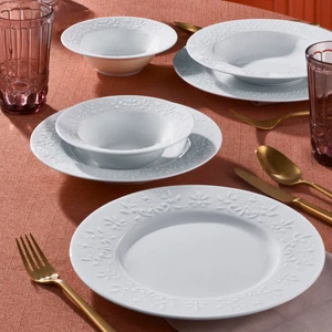 Güral Porselen Dilruba 18 Parça 6 Kişilik Yemek Takımı Rölyefli
