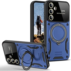 M.tk moveteck Samsung Galaxy A56 Kılıf Magsafe Dönebilen Halkalı Standlı Kamera Lens Korumalı Gold Detaylı Military Kapak