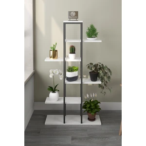 Dizayn Motion Zigzag Tasarımlı 4 Raflı Dekoratif Çiçeklik 150cm Beyaz