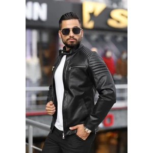 Erkek Siyah Iç Cepli Slim Fit Deri Ceket