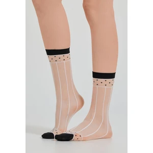 Katia & Bony Kadın Puantiyeli İnce Soket Çorap Siyah-Beyaz