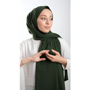 Hürrem Bone Haki Düz Klasik Şal Medine Ipeği Sade 202103_09