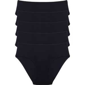 Kadın Külot Yüksek Bel Bikini 5 Li Paket Pamuklu Likralı Siyah