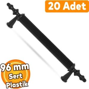 (Sert Plastik) 20 Adet Polavit 96 mm Siyah Mobilya Mutfak Çekmece Dolap Dolabı Kulbu Kulpları