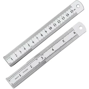 15CM ( 6 Inch ) - Çift Taraflı Paslanmaz Çelik Metal Cetvel - Kalınlık 1mm