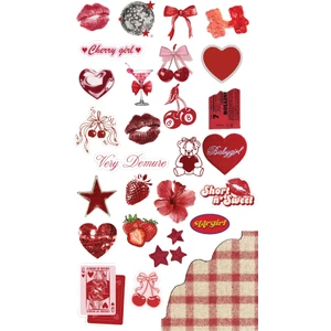 Red Collection Vintage Sticker, Çıkartma, Ajanda, Günlük, Planlayıcı, Bullet Journal , Scrapbook