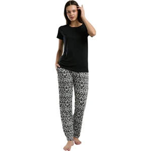 Kadın Siyah Kısa Kol Pijama Takım