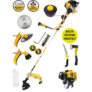 Alman 2.4 Hp Bp Eur5 Motorlu Yan Tipi Benzinli  Ot Çalı Tırpanı Çim Biçme Makinesi  Balta+Testere