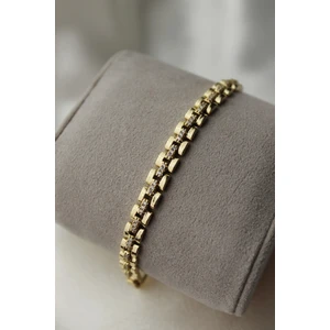 Vıp Çelik 14K Zirkon Taşlı Modern Suyolu Bileklik