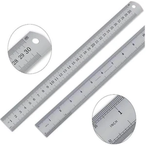 30CM ( 12 Inch ) - Çift Taraflı Paslanmaz Çelik Metal Cetvel - Kalınlık 1mm