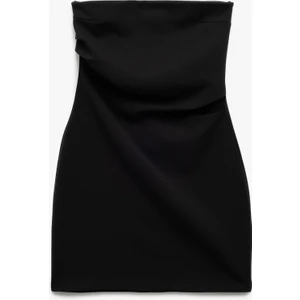 Scuba Krep Kumaş Drape Detaylı Mini Straplez Elbise