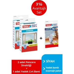 Pencere Sineklik 3'lü Avantajlı Paket Siyah