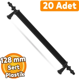 (Sert Plastik) 20 Adet Polavit 128 mm Siyah Mobilya Mutfak Çekmece Dolap Dolabı Kulbu Kulpları